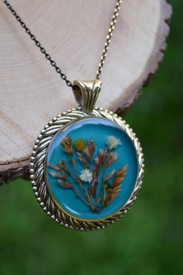 STONEAGE Gerçek Çiçek El Yapımı Bayan Yaşayan Kolye - Resim 8