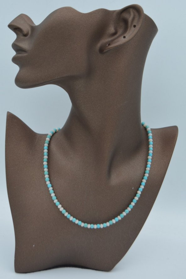 STONEAGE Çek Kristali ve Turkuaz Taşlı Nazara Karşı Şifa Kolyesi - Resim 3