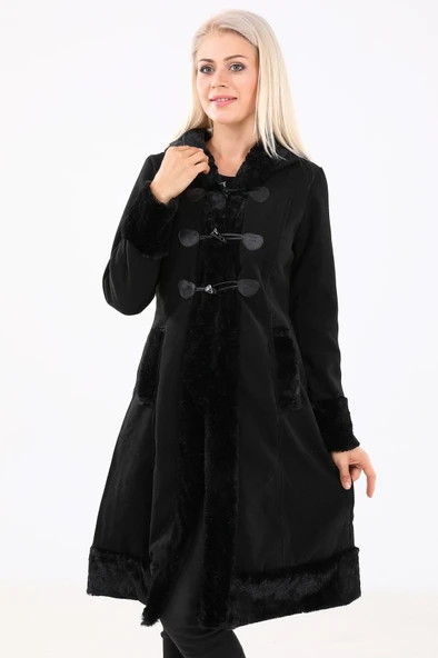 Tasarım Kaşe Kaşmir Kürk Detaylı Kaban ürün görseli 1