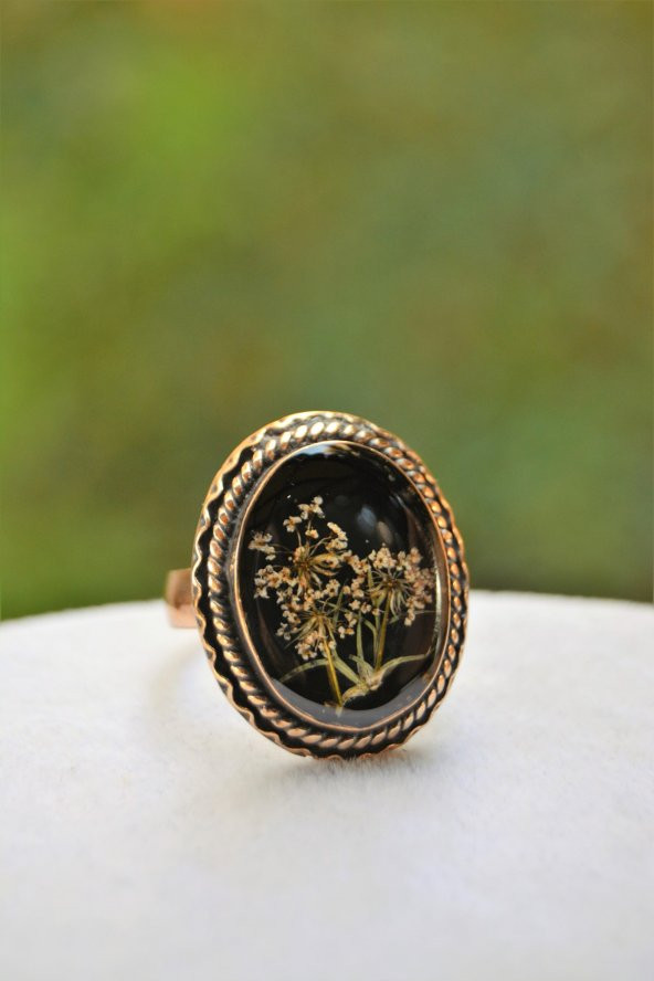 STONEAGE Gerçek Kuru Çiçekli Yaşayan Bayan Yüzük Ayarlanabilir - Resim 2