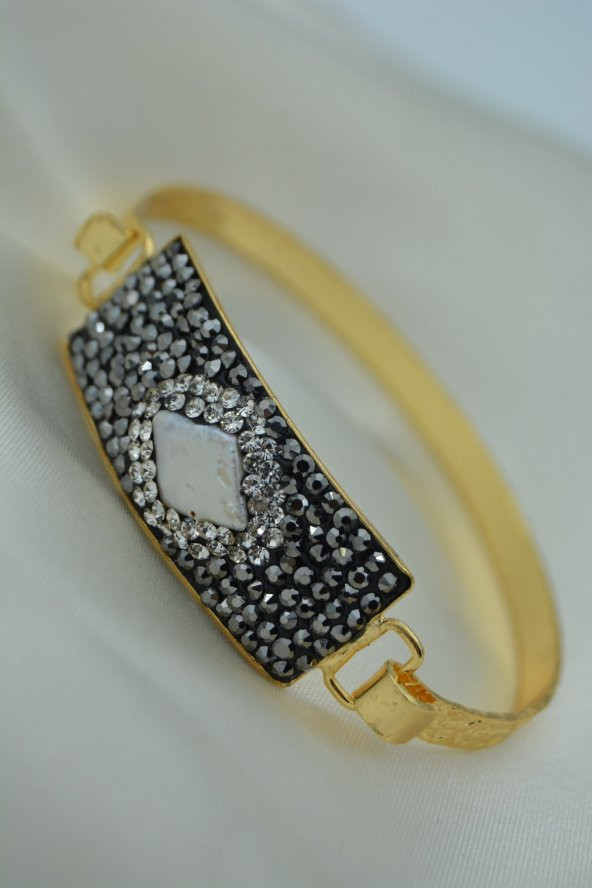 STONEAGE Gerçek İncili ve Zirkon Taşlı El Yapımı Özel Tasarım Bileklik - Resim 3