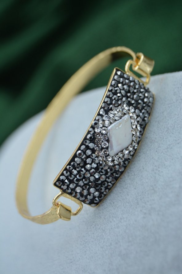 STONEAGE Gerçek İncili ve Zirkon Taşlı El Yapımı Özel Tasarım Bileklik - Resim 7