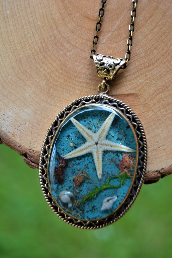 STONEAGE Gerçek Deniz Yıldızı Büyük Boy Tasarım Bayan Kolye ürün görseli
