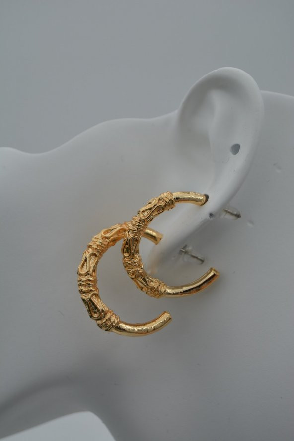 STONEAGE Halka Küpe Altın Kaplama Zarif Modern - 3