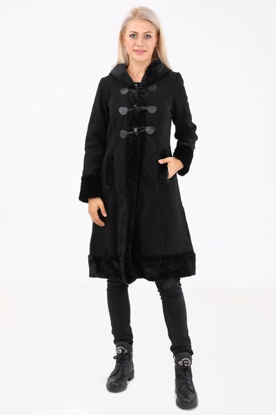 Kürk Detaylı Özel Tasarım Kaşe Kaban - 7