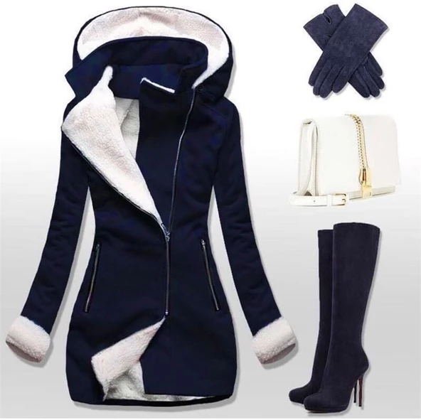 Kışlık Günlük Kaşe Kaşmir Kadın Kaban