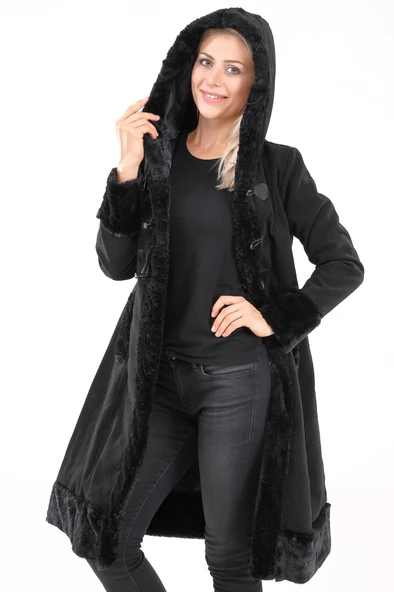 Kürk Detaylı Özel Tasarım Kaşe Kaban - 2