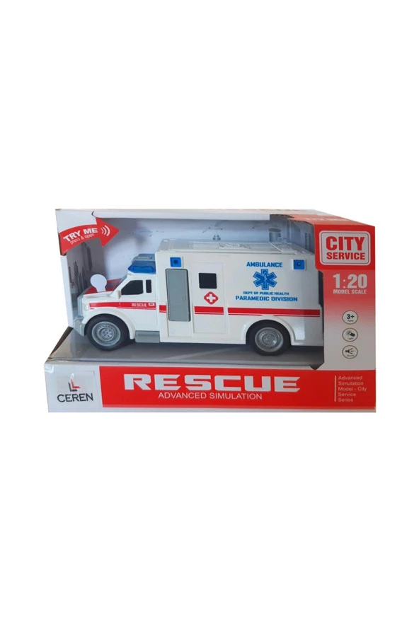 Ctoy Işıklı Ve Sesli Sürtmeli Ambulans 1:20 ürün görseli 1