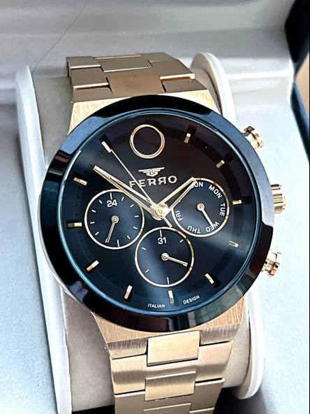 Ferro 30 Mt Suya Dayanıklı Çelik Kordon Kararma Renk Atma Yapmaz Erkek Kol Saati VS.BLKT.0045 - Resim 2