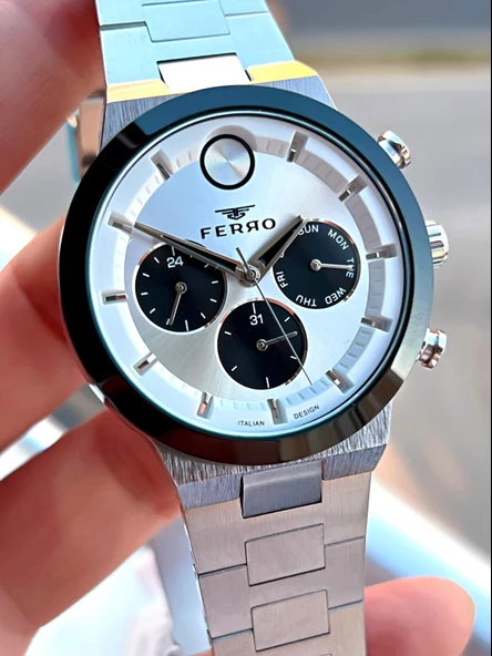 Ferro 30 Mt Suya Dayanıklı Çelik Kordon Kararma Renk Atma Yapmaz Erkek Kol Saati VS.BLKT.0049 - Resim 3