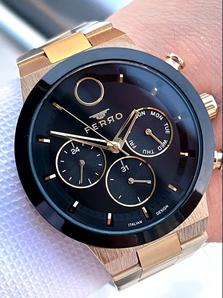 Ferro 30 Mt Suya Dayanıklı Çelik Kordon Kararma Renk Atma Yapmaz Erkek Kol Saati VS.BLKT.0045 - Resim 4