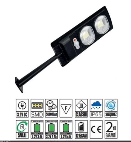 Horoz Compact 20w Led Solar Sokak Armatürü 230Lm 6400k SMD Led Beyaz Işık Su Geçirmez (12-15 saat)