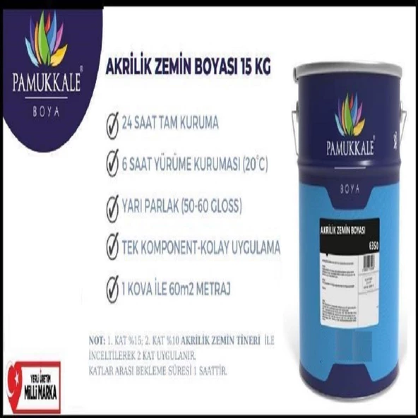 Pamukkale Akrilik Zemin Boyası 5 Kg Ral 9005 Siyah - 2