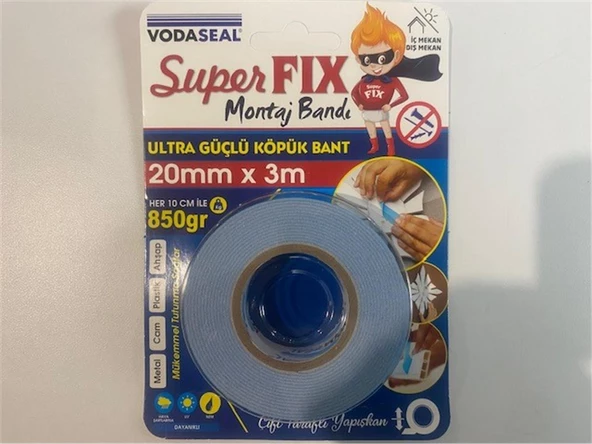 Vodaseal Super Fıx Köpük Bant 20mmX3m (Metal-Cam-Plastik-Ahşap)