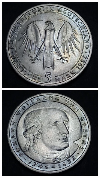 Escoines Koleksiyon 963676728c7be299 1982 Almanya 2Mark ÇİL Hatıra Para (Johann Wolfgang von Goethe) ürün görseli 1