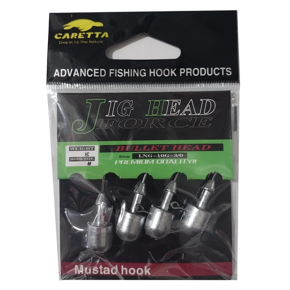Caretta Force Bullet Head LNG Jig Head (Mustad İğneli)  3 gr / 2.0 no / 5 Adet - 2