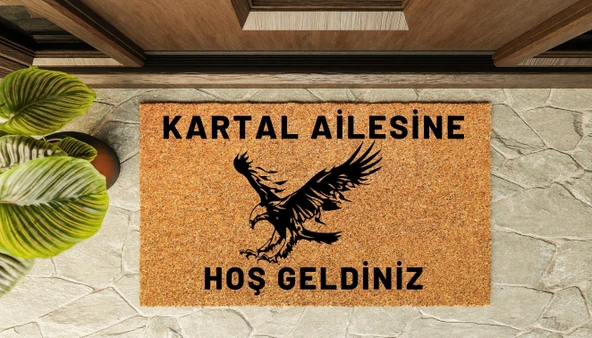 Kapı Önü Paspası Kişiye Özel Yazı Yazılır Koko Model Kartal Aile PK-1559
