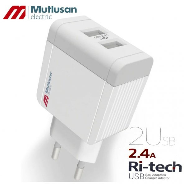 Mutlusan Ri-Tech 2Li USB Adaptör Fiş 2,4A HIZLI ŞARJ