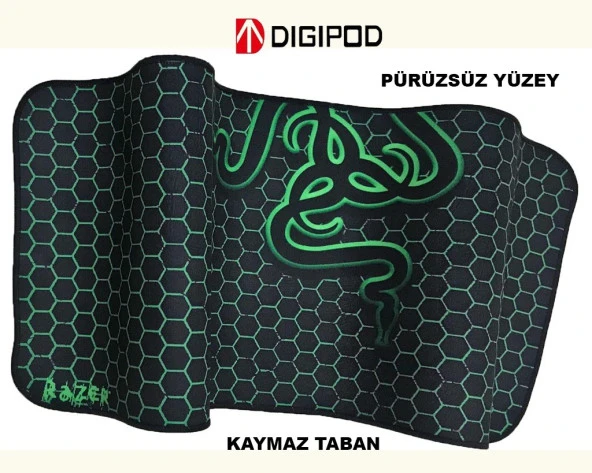 digipod  razer Dikişli Kaydırmaz Taban Speed Mouse Pad Oyuncu Gaming 70 x 30 mousepad - 2