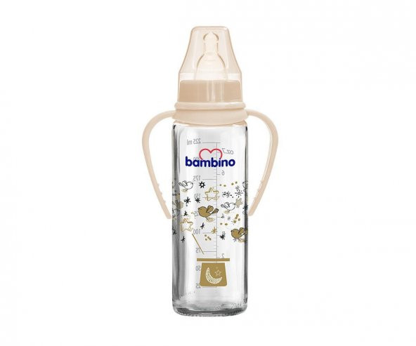 Bambino 0+ Ay Kulplu Cam Biberon 225 Ml - Krem