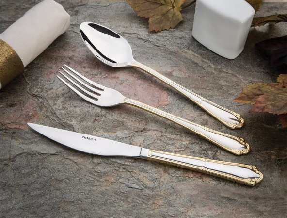 Emsan Elegance Göksu Gold 84 Parça Lüks Kutulu Çatal Kaşık Bıçak Seti - 2