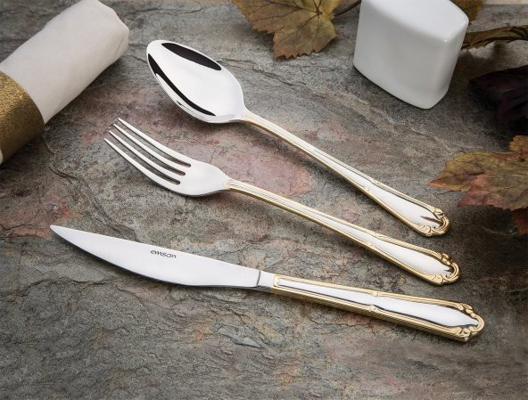 Emsan Elegance Göksu Gold 84 Parça Lüks Kutulu Çatal Kaşık Bıçak Seti - 3