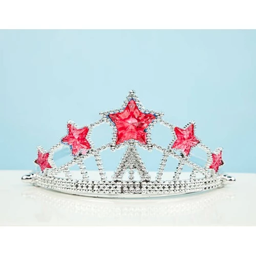 Kırmızı Yıldız Taşlı Plastik Elsa Tacı Çocuk Boy ürün görseli