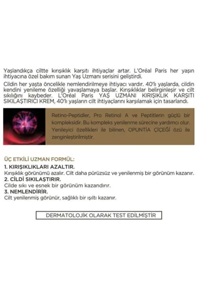 L'Oreal Paris Marka: L'oreal Paris Yaş Uzmanı 40+ Kırışıklık Karşıtı Nemlendirici Krem 50ml Kategori - 3