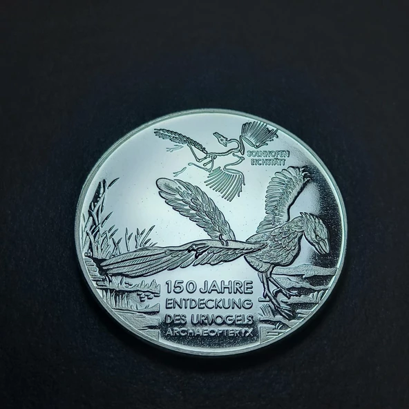 Escoines 93d2412e0 Almanya, Antik kuş Archæopteryx'in keşfinin 150.yılı Hatıra Madalya 16.6Gram 35mm - Resim 2