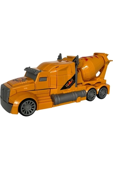 Robota Dönüşen Sesli Işıklı Çarpıp Dönen Oyuncak Beton Mikseri 21cm - 2