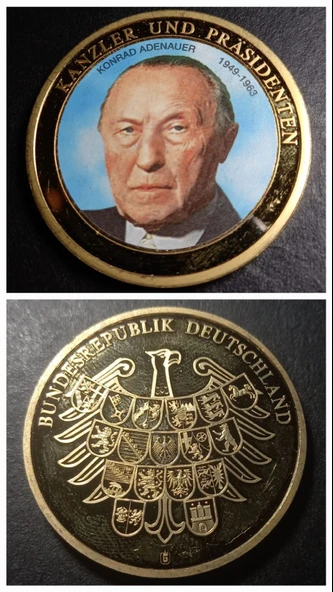 Escoines Koleksiyon 39963676ac1b76c1da Almanya, Şansölye Konrad Adenauer Hatıra Madalya 28Gr. / 40mm ürün görseli 1