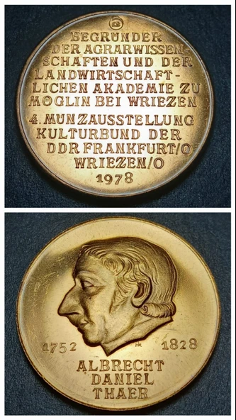 Escoines Koleksiyon Almanya, Ziraat Mühendisi Albrecht Daniel Thaer Hatıra Madalya 36Gram 42mm Nadir ürün görseli 1
