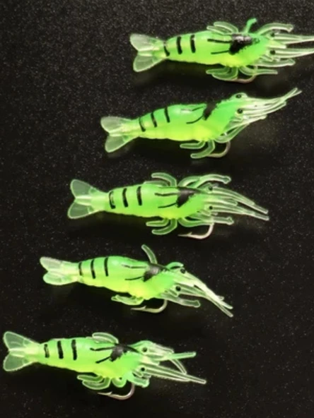 Eagenset Silikon Mini Karides Yapay Yem Yeşil 4 cm 5 Adet - 3