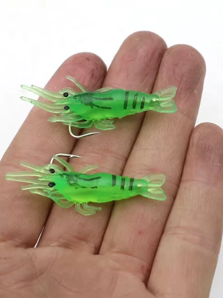 Eagenset Silikon Mini Karides Yapay Yem Yeşil 4 cm 5 Adet - 6
