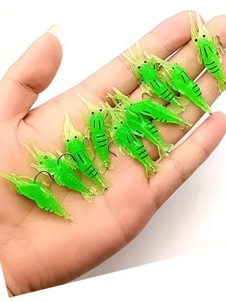 Eagenset Silikon Mini Karides Yapay Yem Yeşil 4 cm 5 Adet