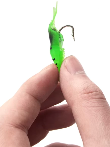 Eagenset Silikon Mini Karides Yapay Yem Yeşil 4 cm 5 Adet - 5