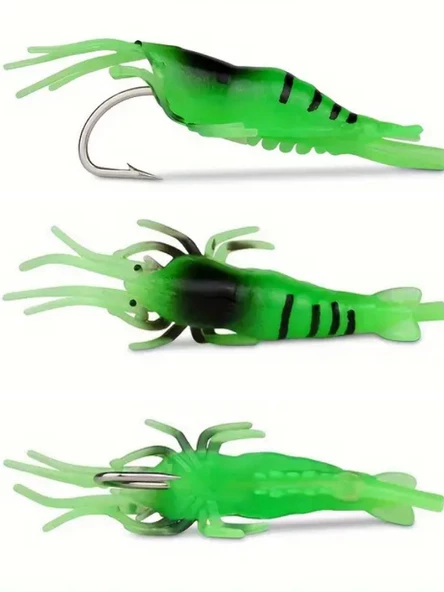 Eagenset Silikon Mini Karides Yapay Yem Yeşil 4 cm 5 Adet - 2