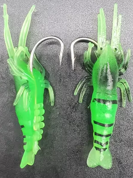 Eagenset Silikon Mini Karides Yapay Yem Yeşil 4 cm 5 Adet - 7