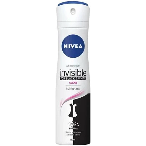 NIVEA Kadın Sprey Deodorant Black&White Clear 150ml ve Mini Roll-on Black&White Clear - 2
