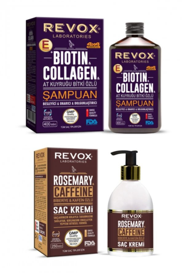 Biotin & Kolajen E Vitamini Destekli Saç Bakım Şampuanı Biberiye Ve Kafein Özlü Saç Kremi