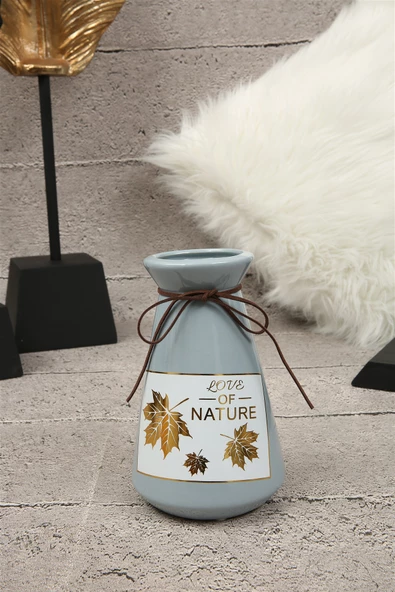 Natural Mavi Seramik Dekor Vazo 17,5cm - 3