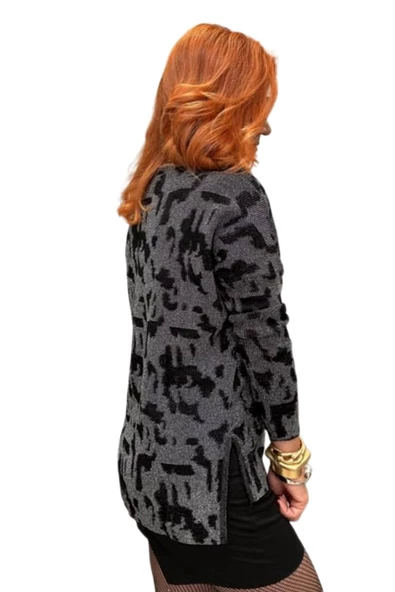 Kadın V Yaka Simli Kazak 12541 BGL-ST04103 - Resim 6