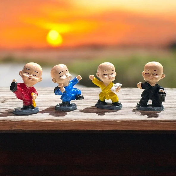 4 ADET KUNG FU KEŞİŞ DEKORATİF BİBLO NOEL SÜSLERİ YILBAŞI HEDİYELERİ VİTRİN DEKOR ürün görseli