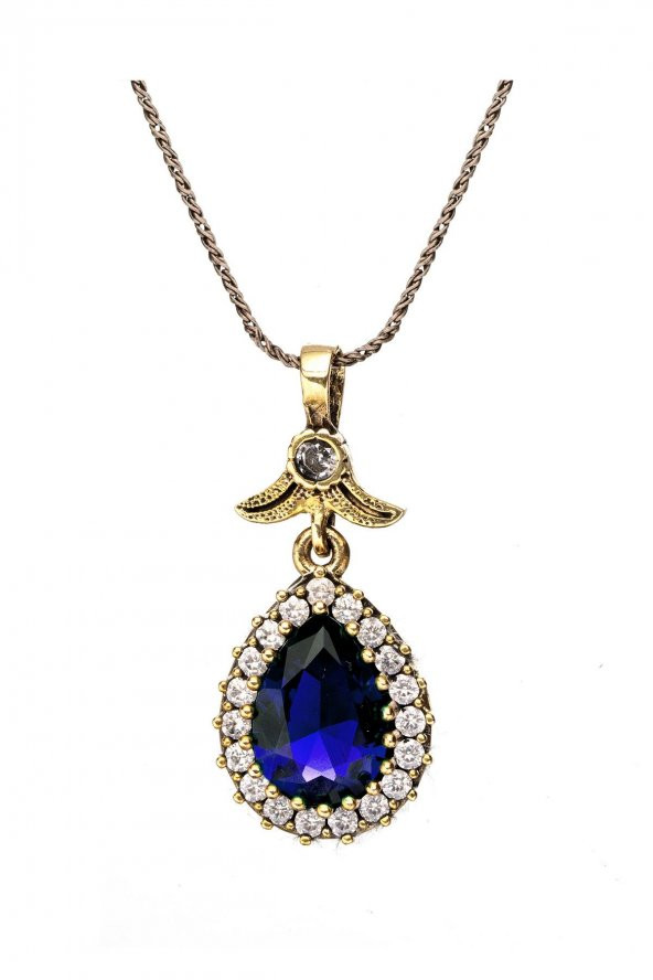 Mavi Safir Taşlı Hürrem Sultan Damla Otantik Gümüş Üçlü Kadın Seti Ayarlanabilir Yüzük - 3