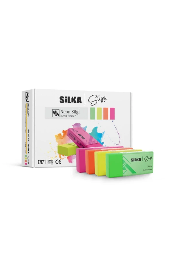 Silka Öğrenci Silgisi Neon 4 Renk (30 Lu Paket)