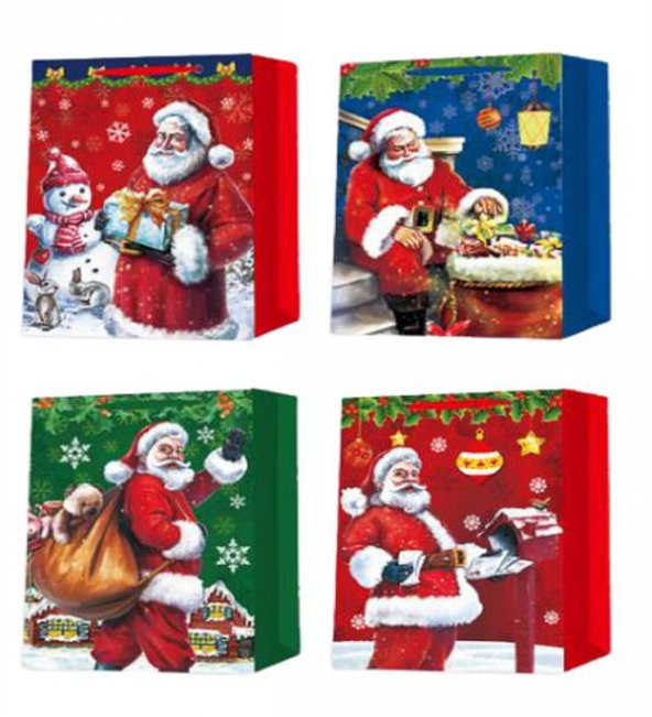 Noel Baba Temalı Karton Çanta Dekoratif Hediyelik