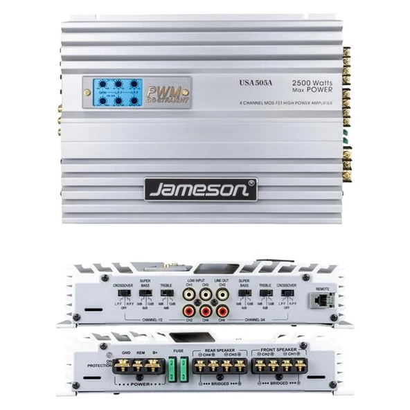 JAMESON USA-505A 4 KANAL 2500 WATT OTO ANFİ