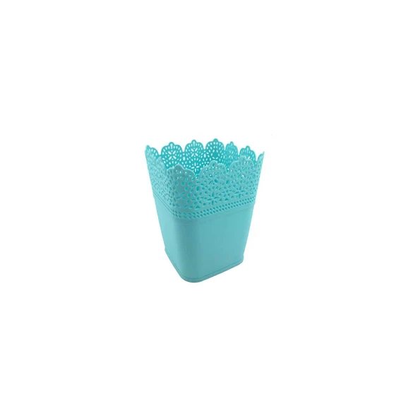 Saksı Dantelli Plastik Kare  Mavi