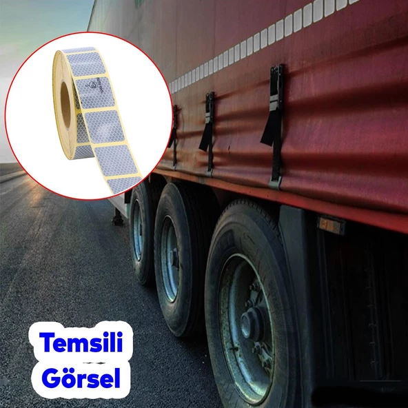 Tüvtürk Onaylı Belgeli Beyaz Gri Kesik Reflektörlü Bant Gece Parlayan En 5 cm 1 Mt İkaz Fosforlu - 3