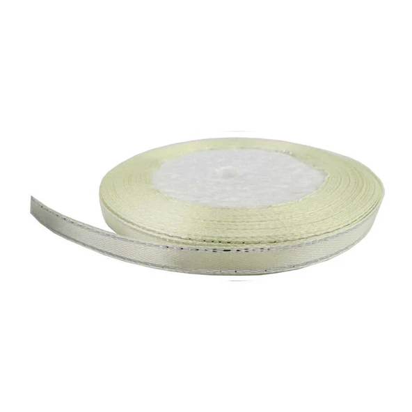 Kenarı Simli Kurdele 6 MM (228 Metre)  Krem